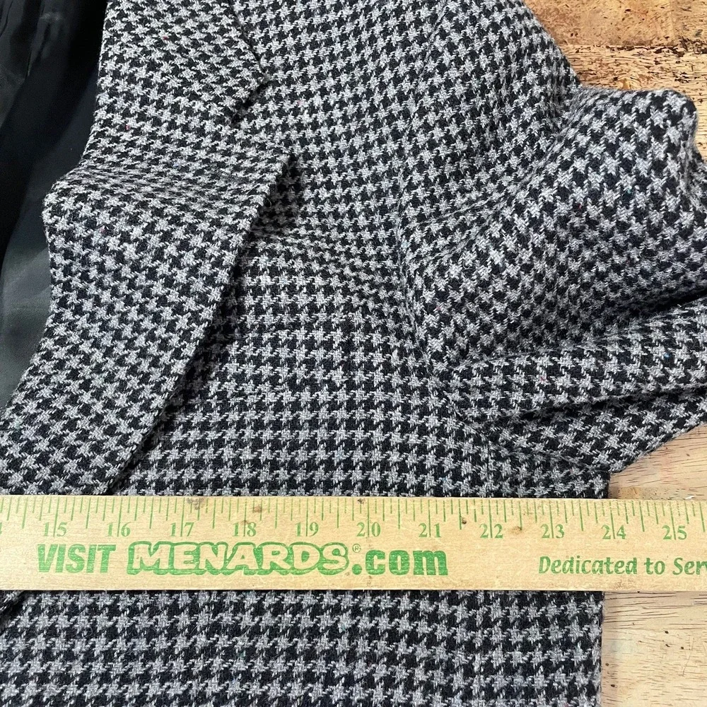 Vintage Chaps Ralph Lauren Gray Houndstooth Wool Blazer Sport Coat Mens 44T Tall